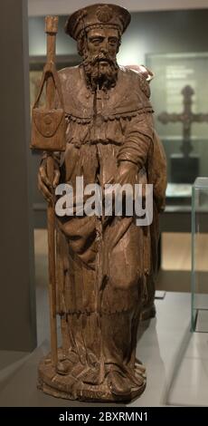 Der heilige Jakobus, der Pilger. 16. Jahrhundert. Spanischschule. Geschnitztes Holz. Museum für Pilgerfahrt und Santiago. Santiago de Compostela, Galicien, Spanien. Stockfoto