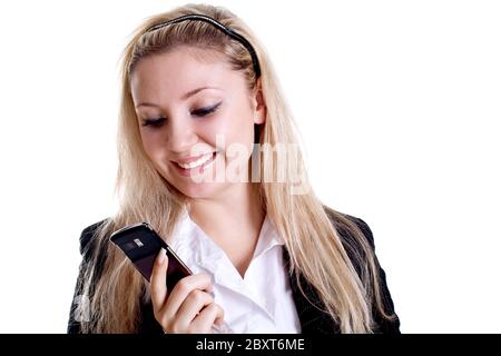 Junge Frau mit Handy Stockfoto