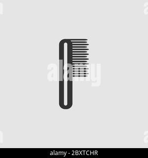 Kamm-Symbol flach. Schwarzes Piktogramm auf grauem Hintergrund. Symbol für Vektorgrafik Stock Vektor