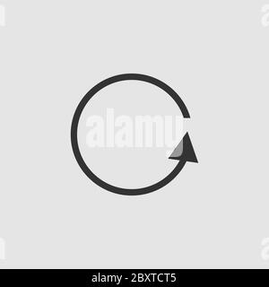 Aktualisieren Sie das Symbol für die neu aufladens Rotationsschleife flach. Schwarzes Piktogramm auf grauem Hintergrund. Symbol für Vektorgrafik Stock Vektor
