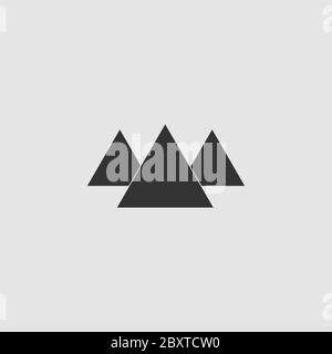 Pyramidensymbol flach. Schwarzes Piktogramm auf grauem Hintergrund. Symbol für Vektorgrafik Stock Vektor