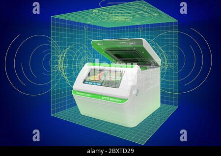 PCR Thermocycler, Visualisierung 3d cad Modell, Blaupause. 3D-Rendering Stockfoto