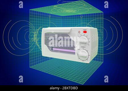 Ultraviolett Sterilisator Cabinet, Visualisierung 3d cad-Modell, Blaupause. 3D-Rendering Stockfoto