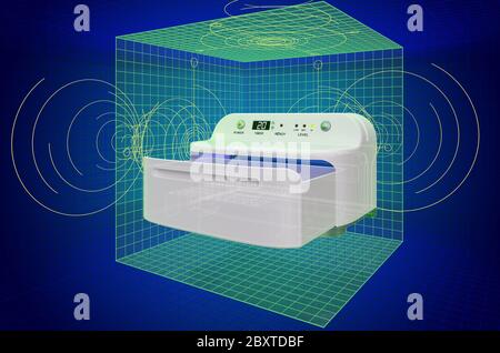 UV-Licht-Desinfektionsmittel, Visualisierung 3d-cad-Modell, Blaupause. 3D-Rendering Stockfoto