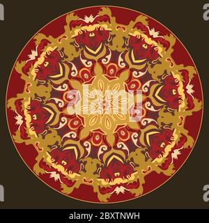 Dekorativer runder florierende Rahmen, buntes Vintage Ornament Design. Stock Vektor