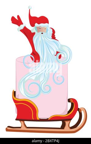 Cartoon Weihnachtsmann und Rolle von rosa Toilettenpapier auf weißem Hintergrund. Stock Vektor
