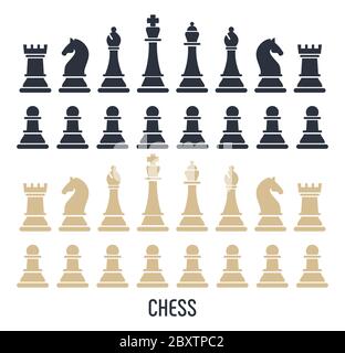 Schachfiguren isoliert auf weißem Hintergrund. Vektorgrafik auf weißem Hintergrund. Stock Vektor