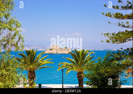 Bourtzi Castle Insel in Nafplion, Griechenland Stockfoto