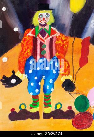 Alte Vintage Painting of Clown Stockfoto