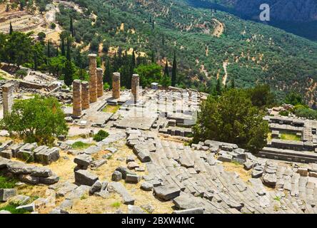 Ruinen der antiken Stadt Delphi, Griechenland Stockfoto