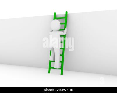 3D menschlichen Leiter grün Stockfoto