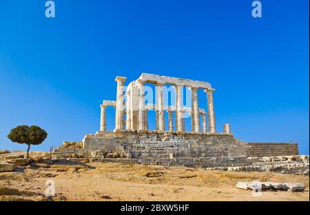 Poseidon-Tempel in der Nähe von Athen, Griechenland Stockfoto