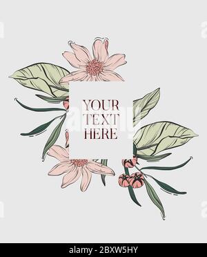 Magnolien-Linienzeichnung. Vektor botanischen Hand gezeichnet Umriss floralen Set. Einfache Doodle Art, Sommer Konzept, moderne Tusche Skizze. Ideal für Tattoo, invitat Stock Vektor