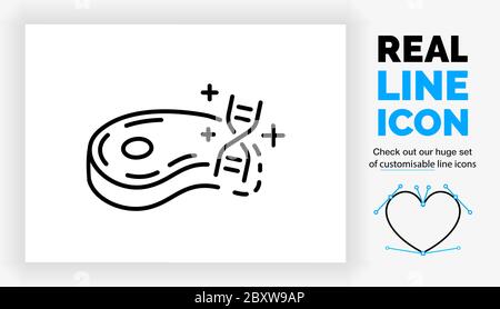 Editierbares Symbol der echten Linie von Fleisch im Labor Stock Vektor
