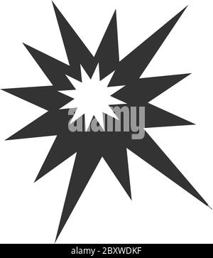 Explosion. Schwarzes Symbol flach auf weißem Hintergrund Stock Vektor
