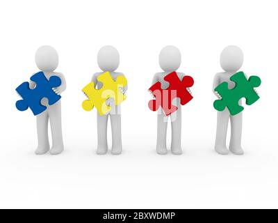 3D Männer puzzle Teamarbeit Stockfoto