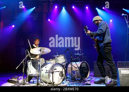 Daniel Lanois & Black Dub treten beim Pori Jazz Festival auf, Finnland 14. Juli 2011 Stockfoto