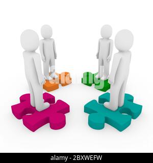 3D Männer puzzle Teamarbeit Stockfoto