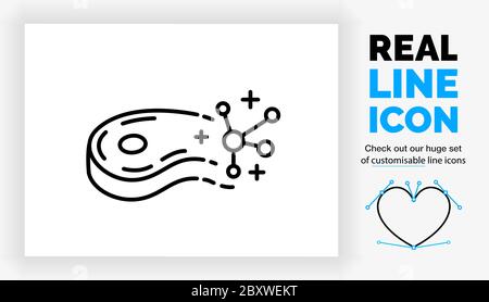 Editierbares Symbol der echten Linie von Fleisch im Labor Stock Vektor