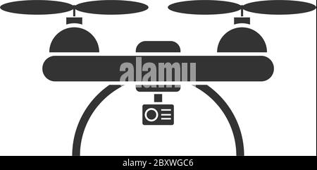Drohne Quadrocopter. Schwarzes Symbol flach auf weißem Hintergrund Stock Vektor