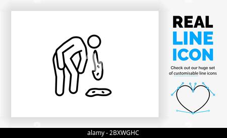 Editierbare reale Linie Symbol eines Umrisses Stick Figur Gefühl krank Stock Vektor