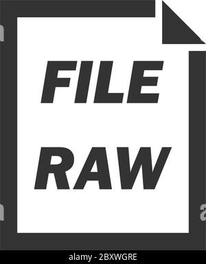 RAW-Datei. Schwarzes Symbol flach auf weißem Hintergrund Stock Vektor