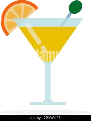 Tropischer Cocktail Vektor flaches Material Design isoliertes Objekt auf weißem Hintergrund. Stock Vektor