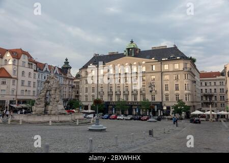 Alte Gebäude in der Innenstadt von Brno - Stadt in der südmährischen Region der Tschechischen Republik. Stockfoto