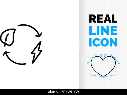 Bearbeitbares Liniensymbol für erneuerbare Energien Stock Vektor