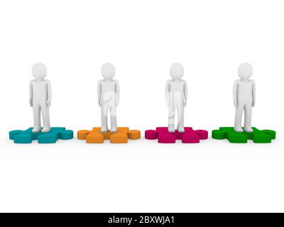 3D Männer puzzle Teamarbeit Stockfoto