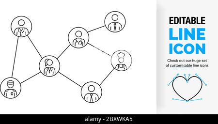 Editierbare Linie Symbol der Menschen in der Gesellschaft zusammenarbeiten Stock Vektor