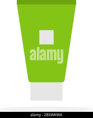 Tuba mit Körper Creme Vektor flaches Material Design isoliertes Objekt auf weißem Hintergrund. Stock Vektor