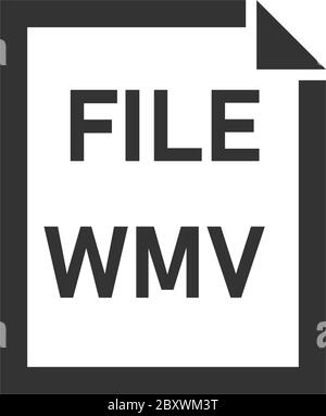 WMV-Datei. Schwarzes Symbol flach auf weißem Hintergrund Stock Vektor