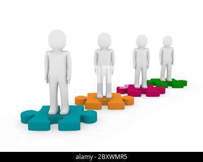 3D Männer puzzle Teamarbeit Stockfoto