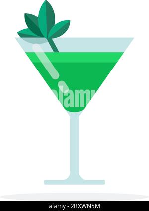 Grün Cocktail Vektor flaches Material Design isoliertes Objekt auf weißem Hintergrund. Stock Vektor