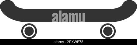 Skateboard. Schwarzes Symbol flach auf weißem Hintergrund Stock Vektor