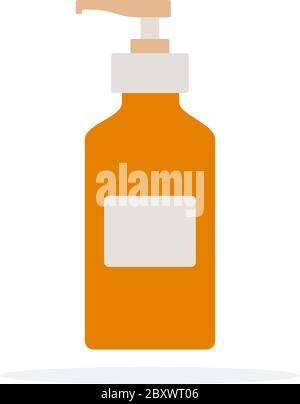 Desinfektionsmittel Spender mit Händen Vektor flaches Material Design isoliertes Objekt auf weißem Hintergrund. Stock Vektor