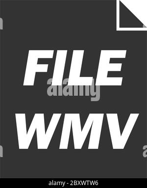 WMV Schwarzes Symbol flach auf weißem Hintergrund Stock Vektor