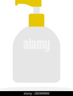 Flüssige Handseife in der Verpackung mit dem Spender Vektor flaches Material Design isoliertes Objekt auf weißem Hintergrund. Stock Vektor