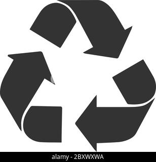 Pfeil recyceln. Schwarzes Symbol flach auf weißem Hintergrund Stock Vektor