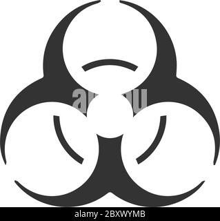 Biohazard. Schwarzes Symbol flach auf weißem Hintergrund Stock Vektor