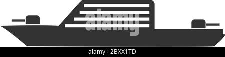 Kriegsschiff. Schwarzes Symbol flach auf weißem Hintergrund Stock Vektor