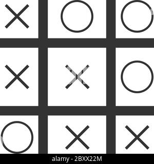 TIC tac TOE Spiel. Schwarzes Symbol flach auf weißem Hintergrund Stock Vektor