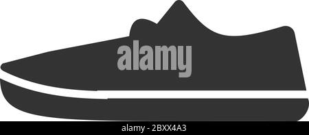 Sneakers. Schwarzes Symbol flach auf weißem Hintergrund Stock Vektor