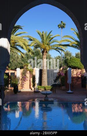 Private Villa Blick auf La Manounia Luxus-Hotel und Resort in Marrakesch, Marokko Stockfoto
