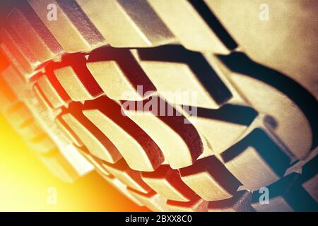 Nahaufnahme Sohle von Winterschuhen Protektor Stockfoto