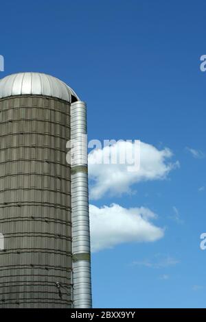 Ein getreidesilo gegen den blauen Himmel Stockfoto