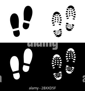 Menschliche Schuhfläche Silhouette. Schwarze abstrakte Illustration auf weißem und schwarzem Hintergrund. Isolierter Vektor Stock Vektor