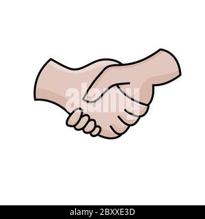 Vektor-Symbol von zwei Händen mit blasse Haut Handshaking in Vereinbarung oder Abschluss eines Geschäftsabschlusses. Stock Vektor