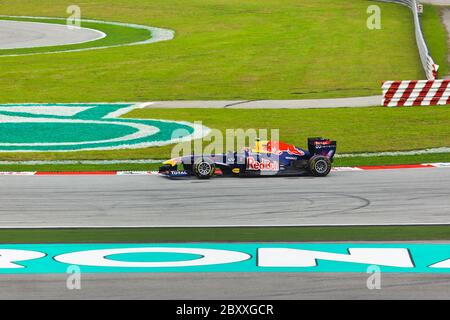 SEPANG, MALAYSIA - 9. APRIL: Mark Webber (Team Red Bull Racing) bei der Qualifikation zum Formel 1 GP, 9. April 2011, Sepang, Malaysia Stockfoto